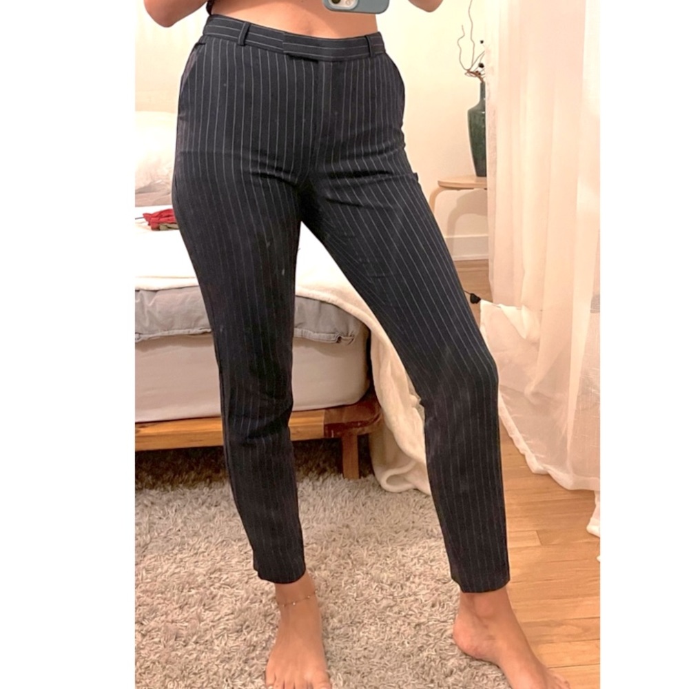 Topshop dark navy striped pants